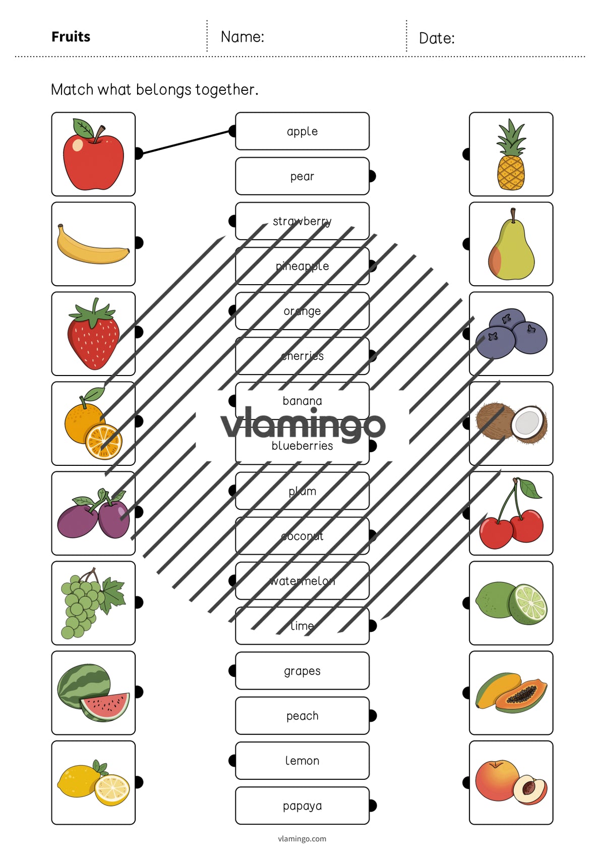 de englisch fruits draw the lines 1 003