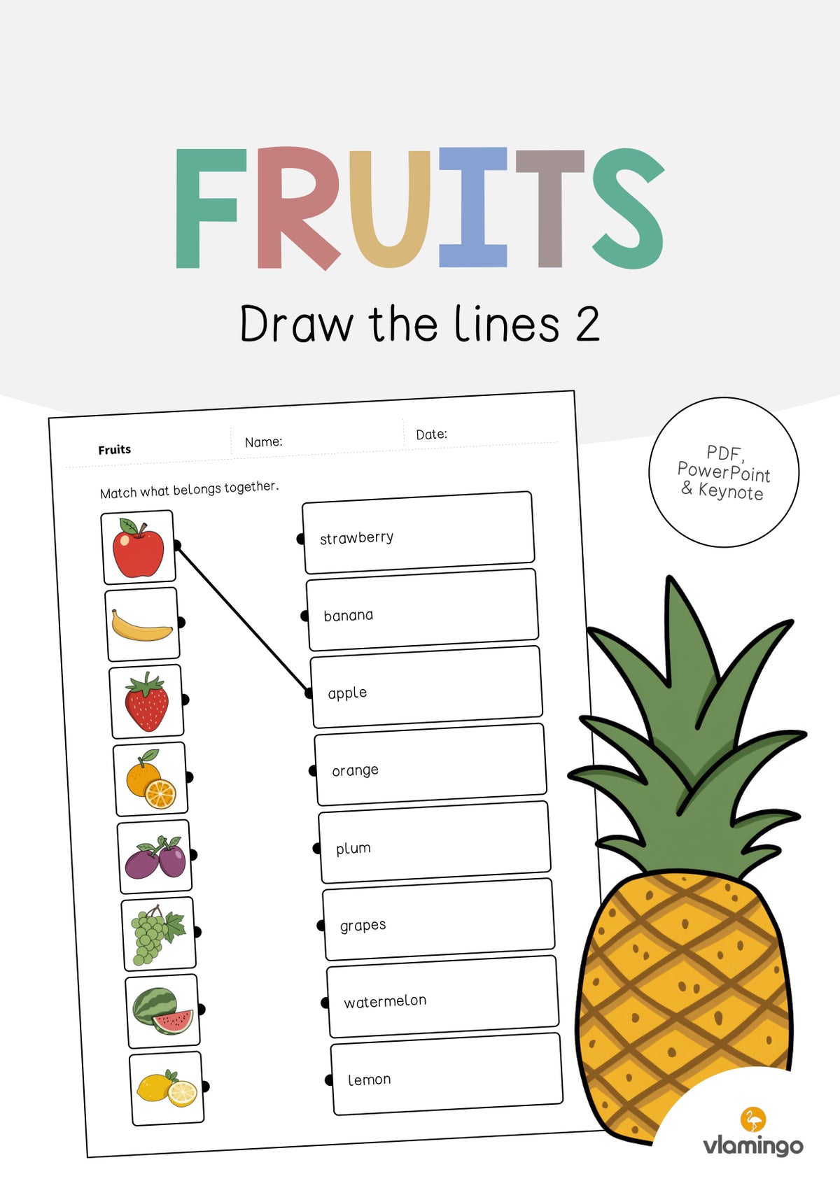 de englisch fruits draw the lines 2 001