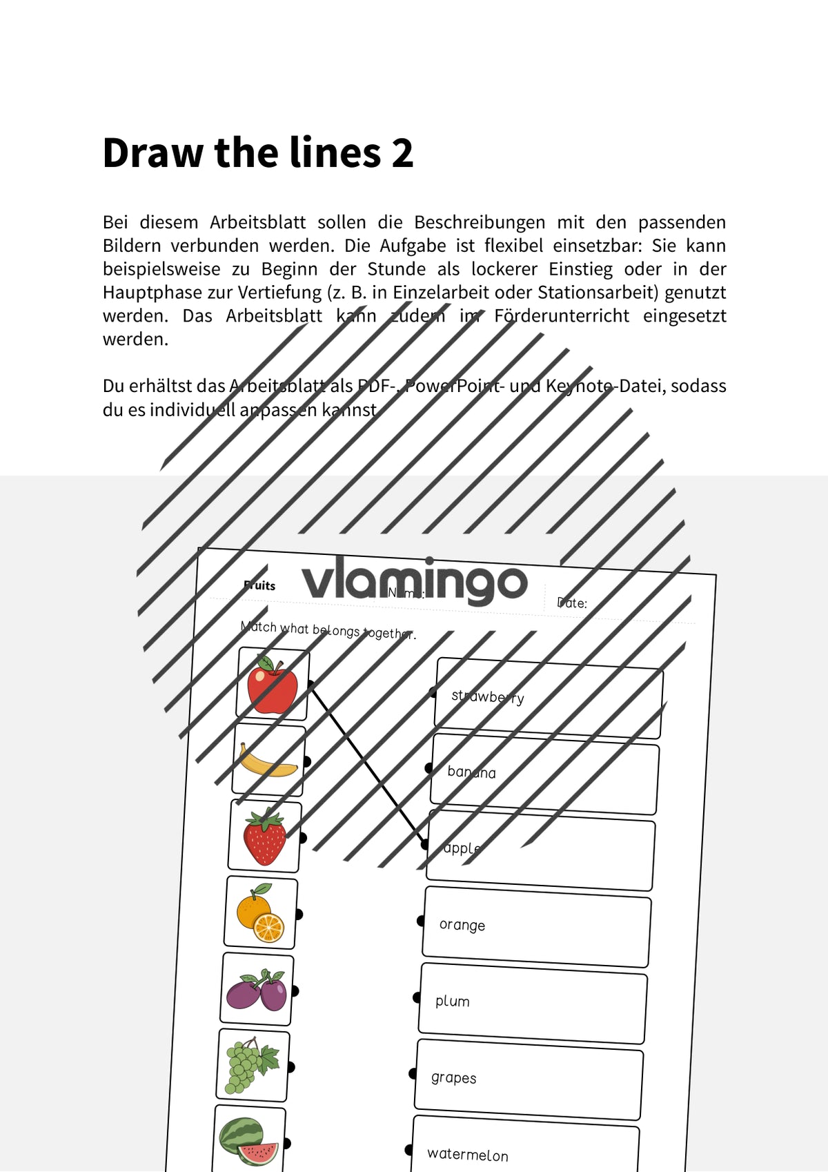 de englisch fruits draw the lines 2 002