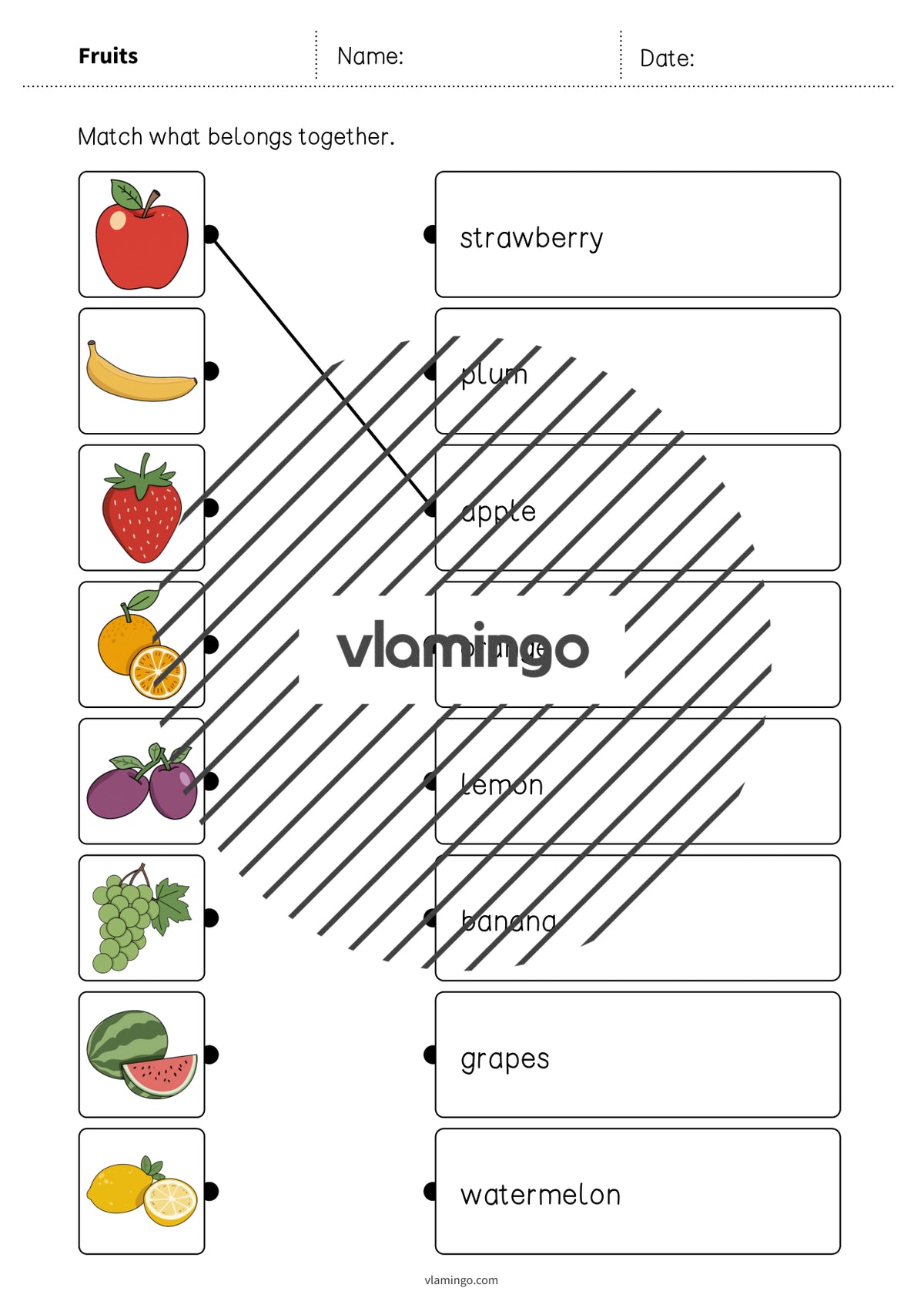 de englisch fruits draw the lines 2 003