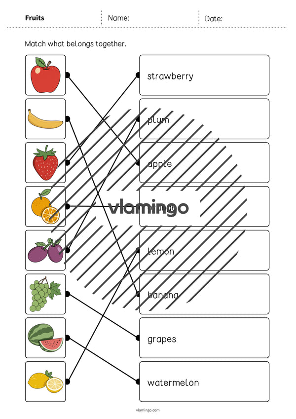 de englisch fruits draw the lines 2 009