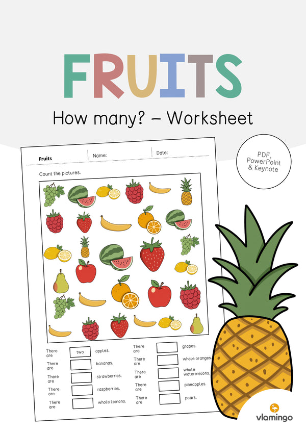 de englisch fruits how many worksheet 001