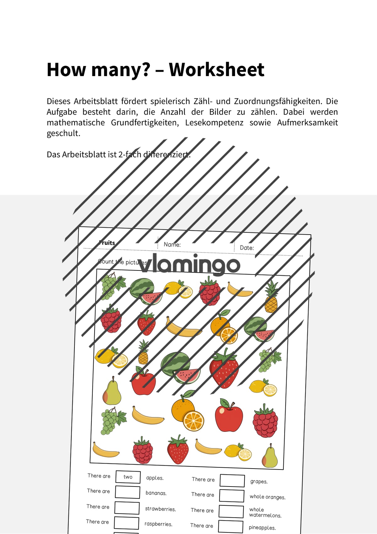de englisch fruits how many worksheet 002