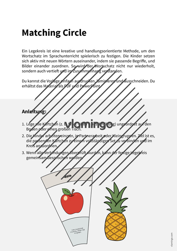 de englisch fruits matching circle 002