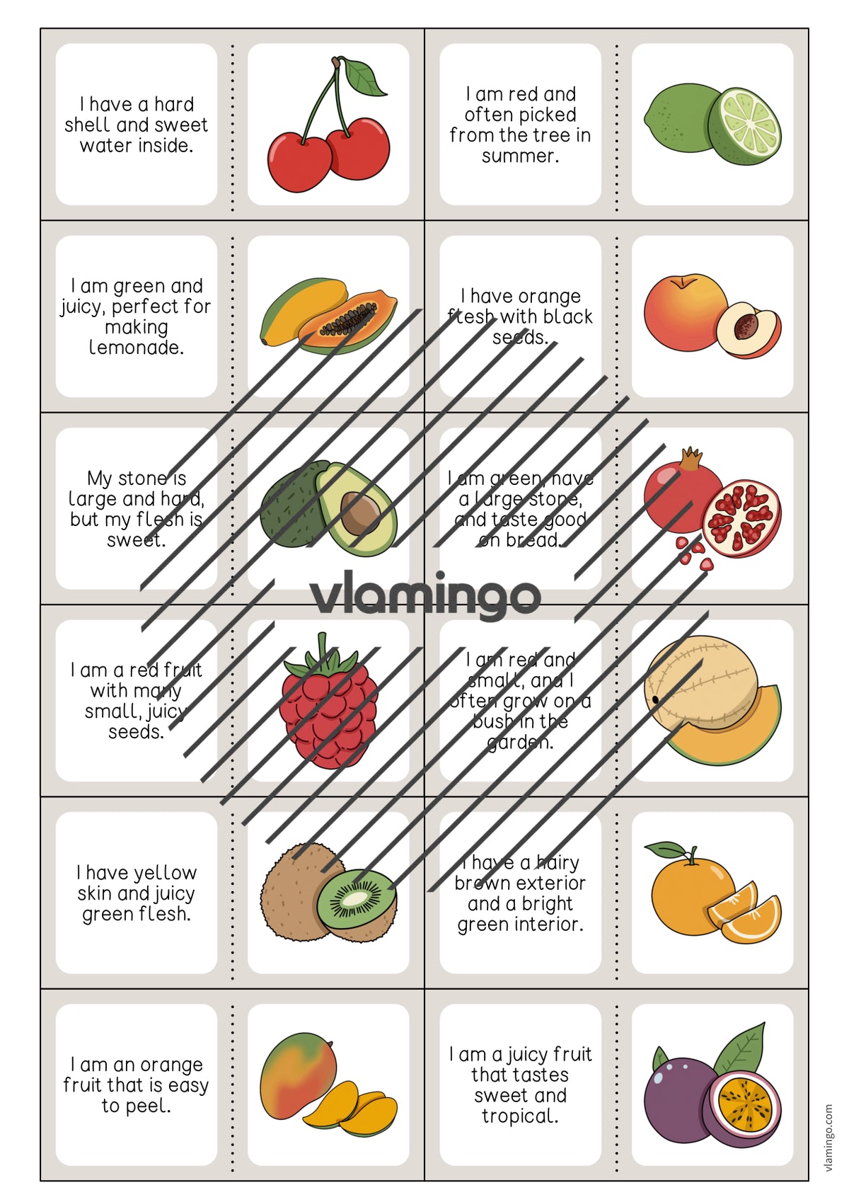 de englisch fruits reading domino 004