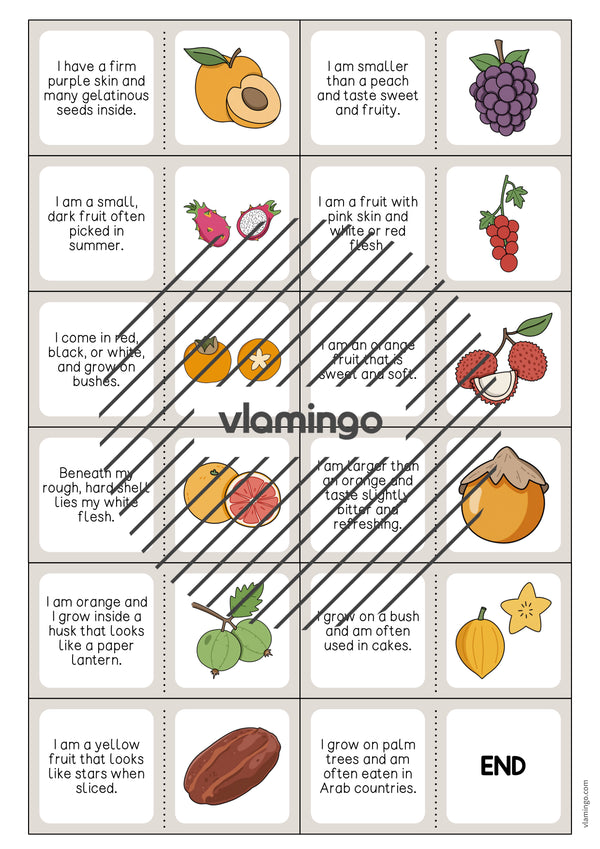 de englisch fruits reading domino 005