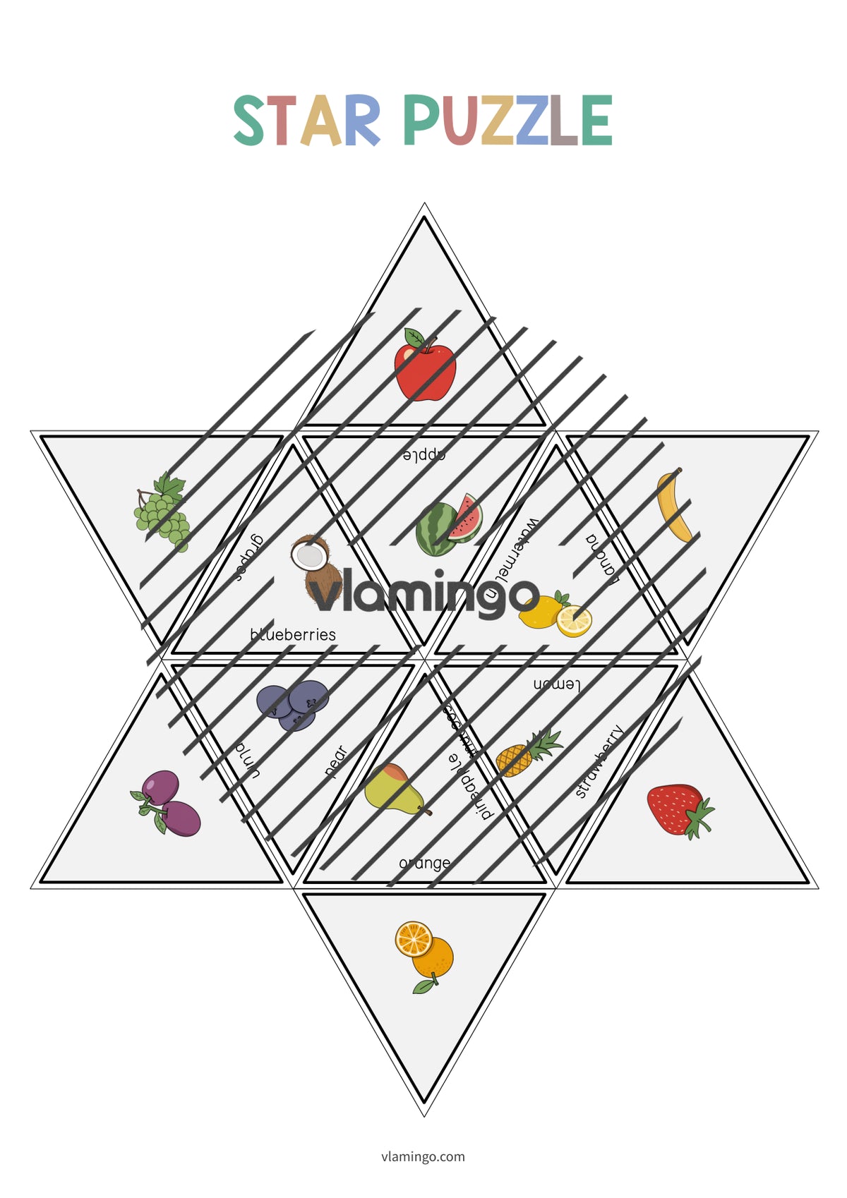 de englisch fruits star puzzle 010