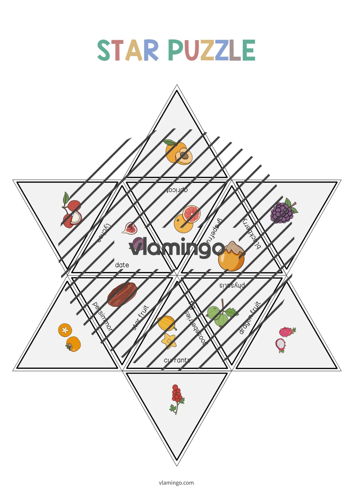 de englisch fruits star puzzle 012