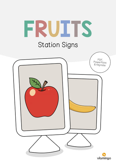 Fruits / Obst: Station Signs (Englisch)