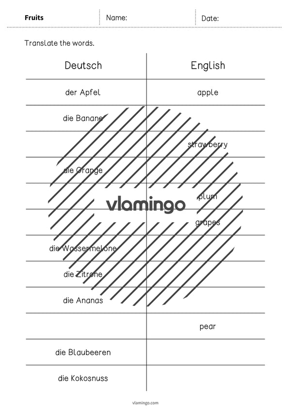 de englisch fruits vocabulary mini test 003