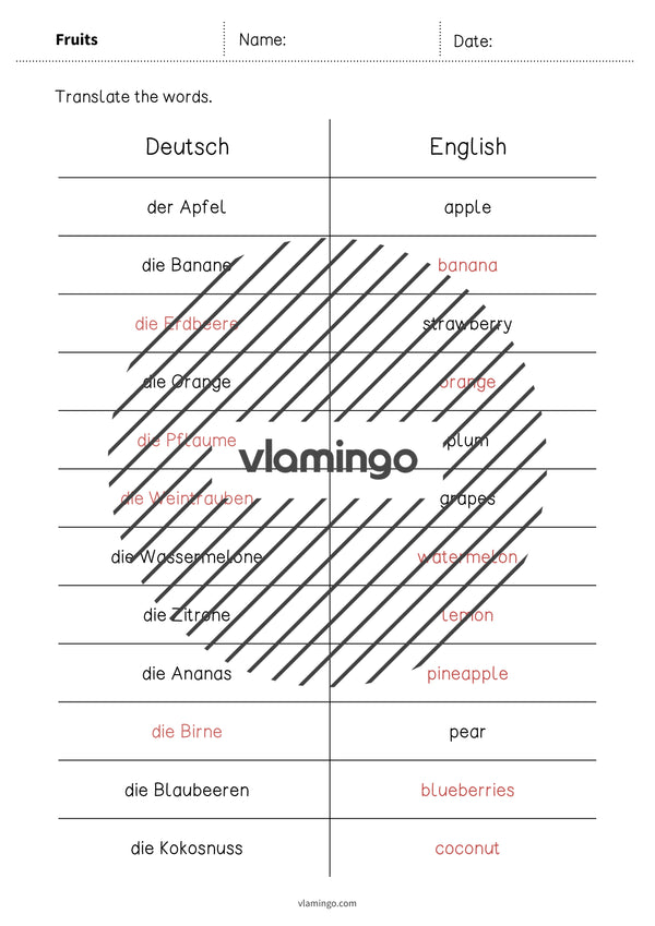 de englisch fruits vocabulary mini test 007