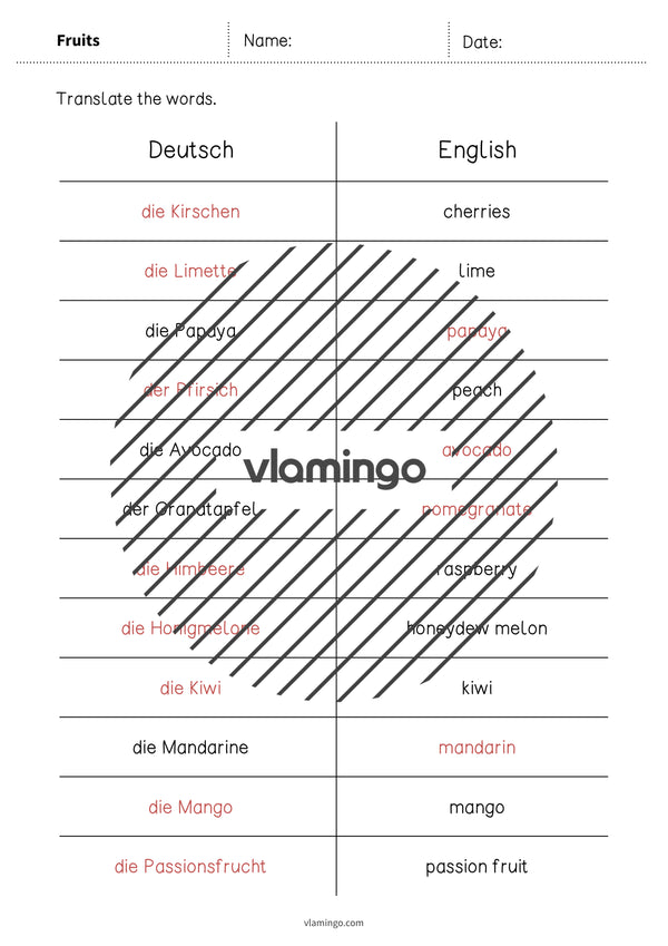 de englisch fruits vocabulary mini test 008