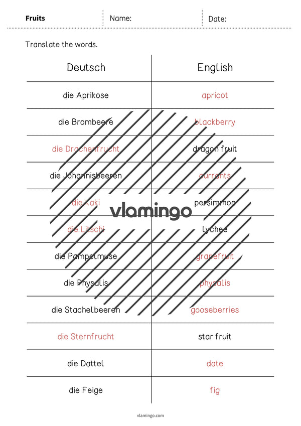 de englisch fruits vocabulary mini test 009