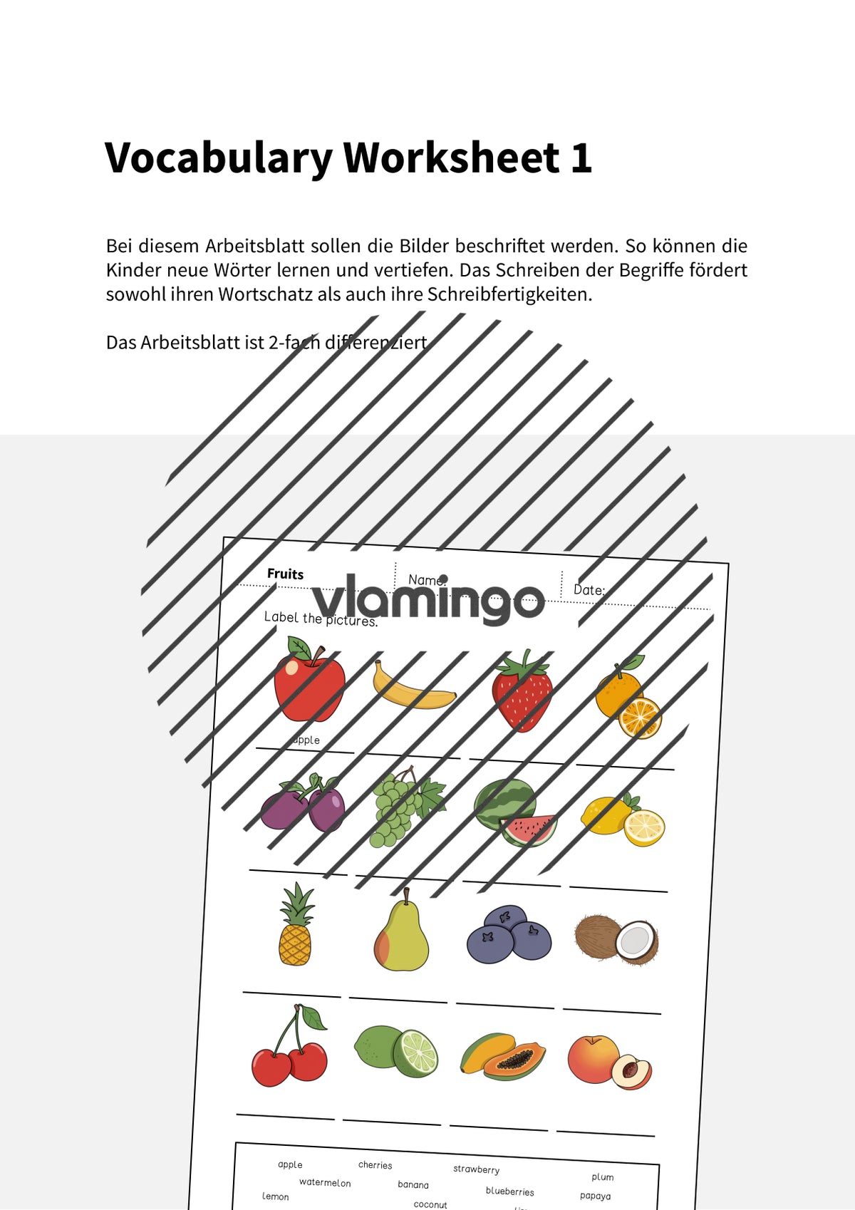 de englisch fruits vocabulary worksheet 1 002