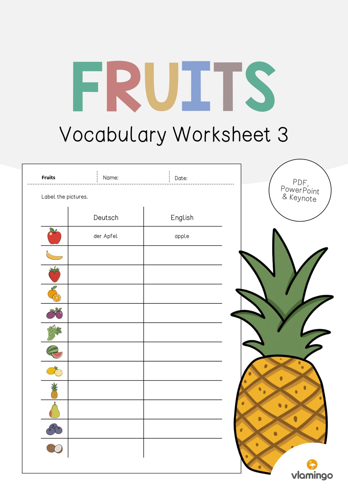 de englisch fruits vocabulary worksheet 3 001