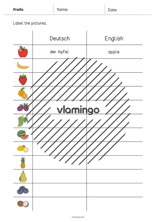 de englisch fruits vocabulary worksheet 3 003
