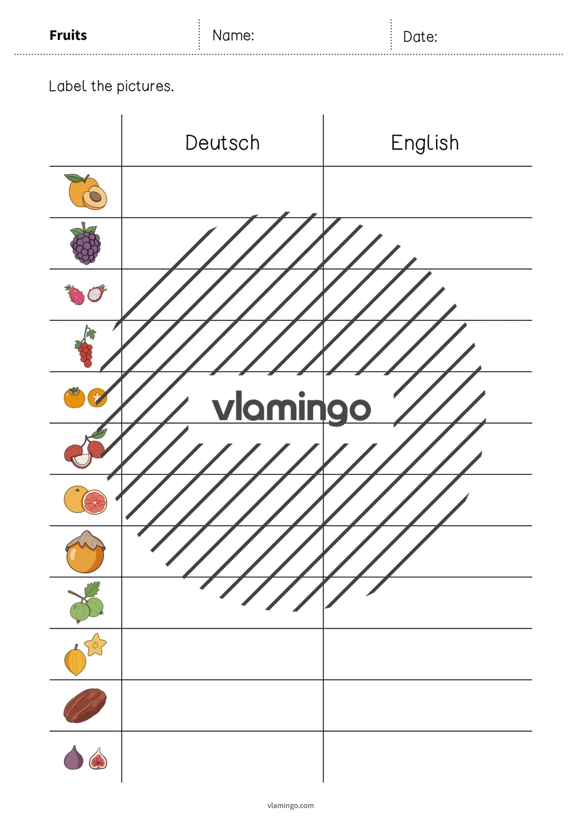 de englisch fruits vocabulary worksheet 3 005