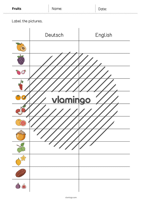 de englisch fruits vocabulary worksheet 3 005