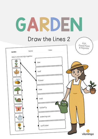 Garden / Garten: Draw the lines 2 (Englisch)