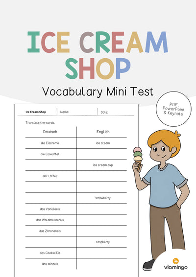 Ice Cream Shop / Eisdiele: Vocabulary Mini Test (Englisch)