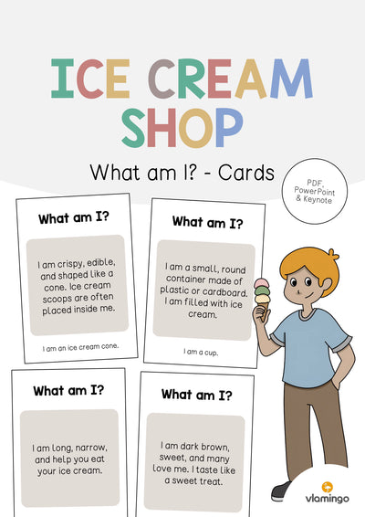Ice Cream Shop / Eisdiele: What am I? - Cards (Englisch)