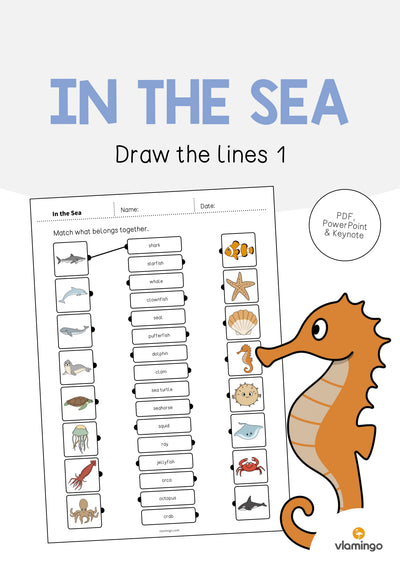 In the Sea / Im Meer: Draw the lines 1 (Englisch)