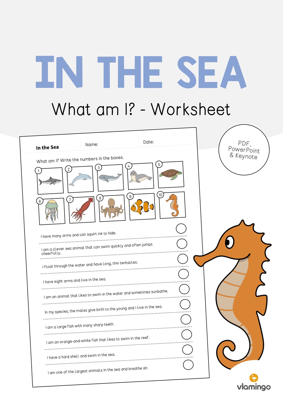 de englisch in the sea what am i worksheet 001