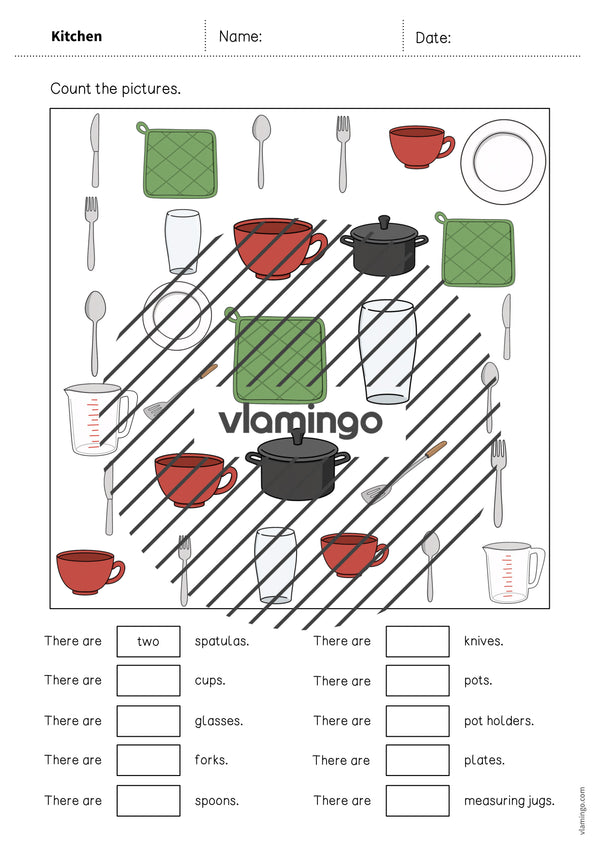 de englisch kitchen how many worksheet 004