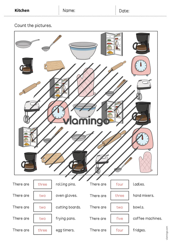 de englisch kitchen how many worksheet 011