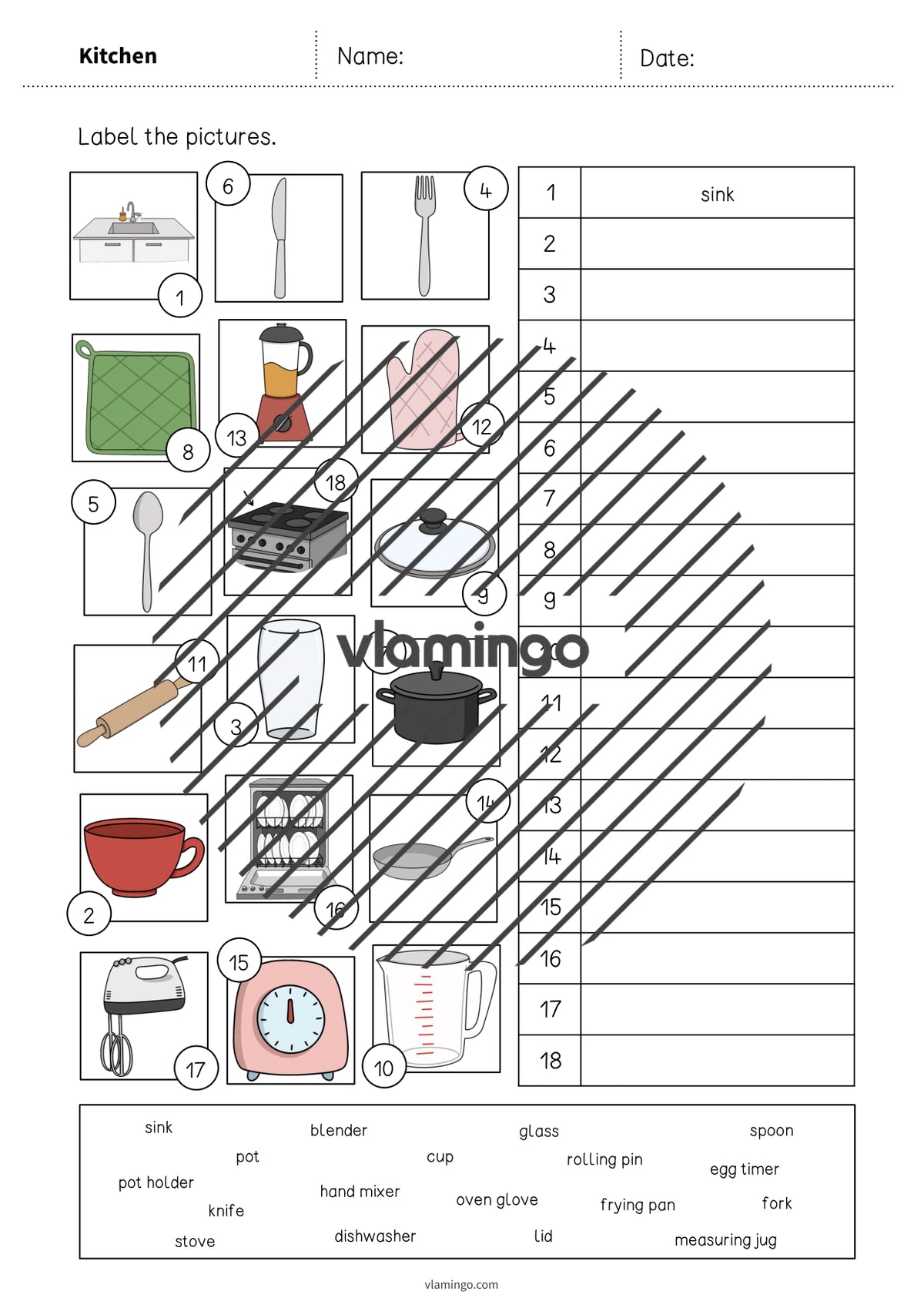 de englisch kitchen vocabulary worksheet 2 004