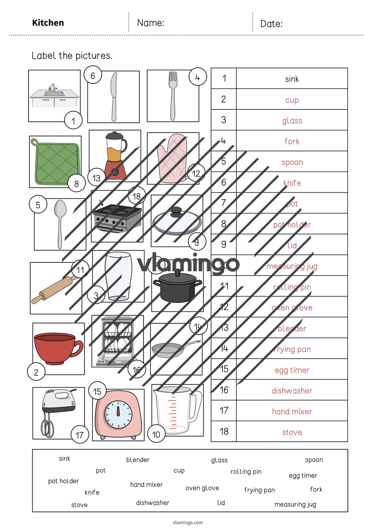 de englisch kitchen vocabulary worksheet 2 008