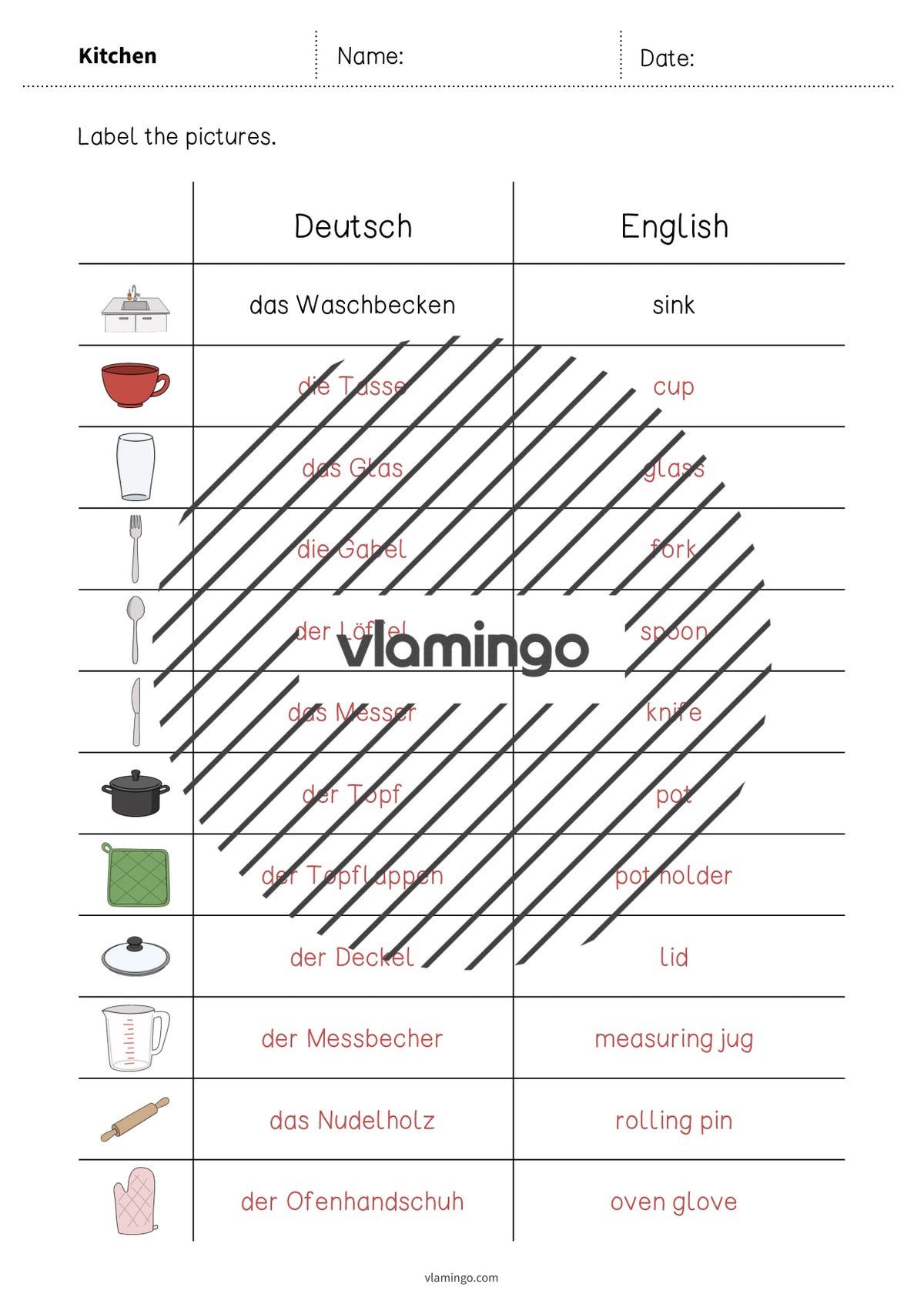 de englisch kitchen vocabulary worksheet 3 009