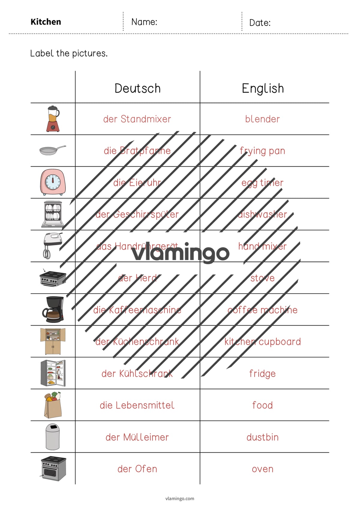 de englisch kitchen vocabulary worksheet 3 010