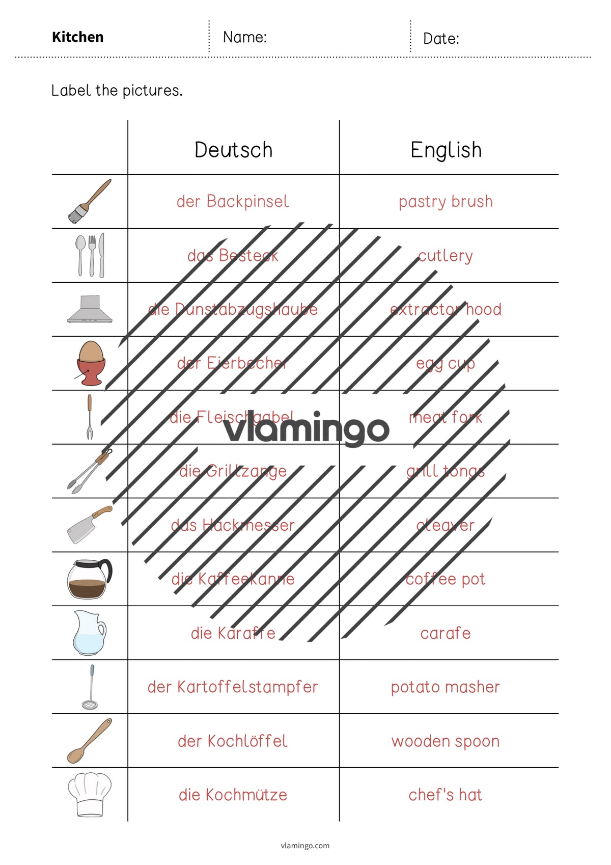 de englisch kitchen vocabulary worksheet 3 012