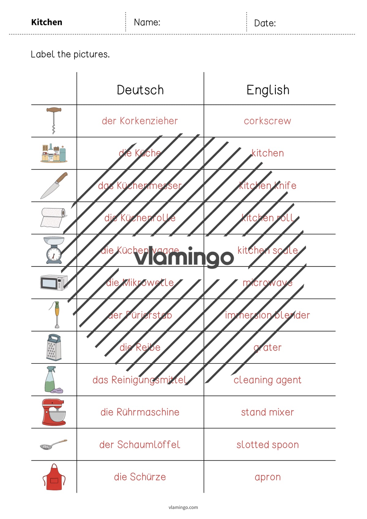de englisch kitchen vocabulary worksheet 3 013