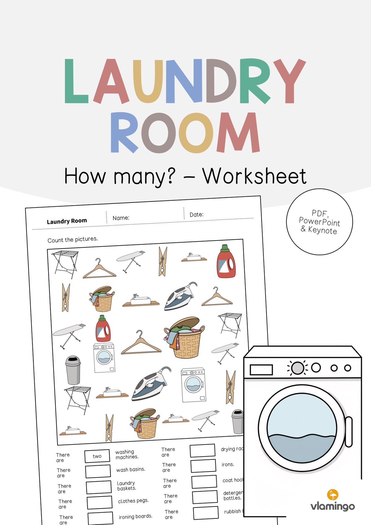 de englisch laundry room how many worksheet 001