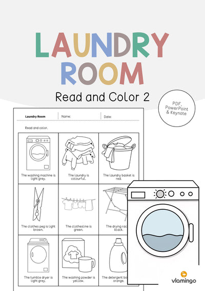 Laundry Room / Waschraum: Read and Color 2 (Englisch)