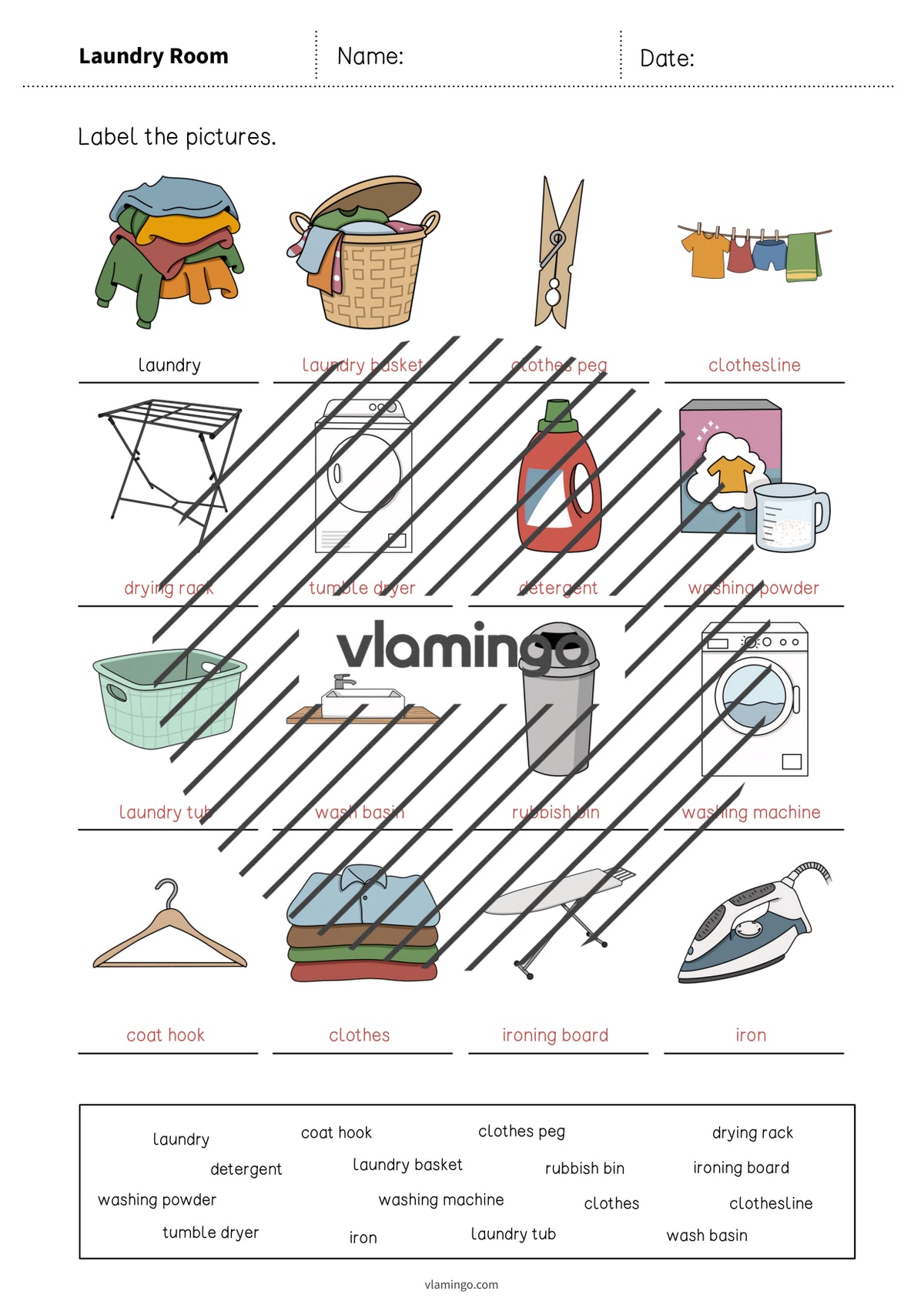 de englisch laundry room vocabulary worksheet 1 008