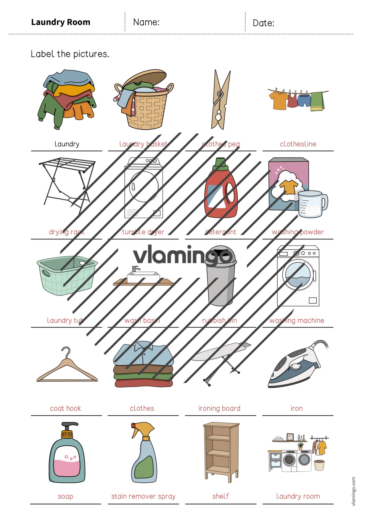 de englisch laundry room vocabulary worksheet 1 009