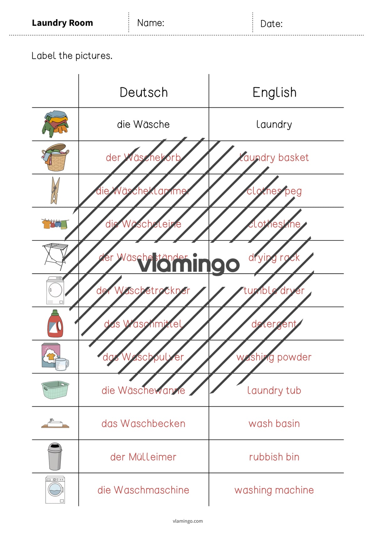 de englisch laundry room vocabulary worksheet 3 005