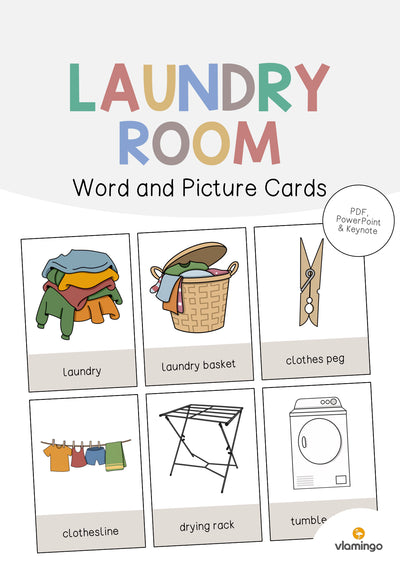 Laundry Room / Waschraum: Word and Picture Cards (Englisch)