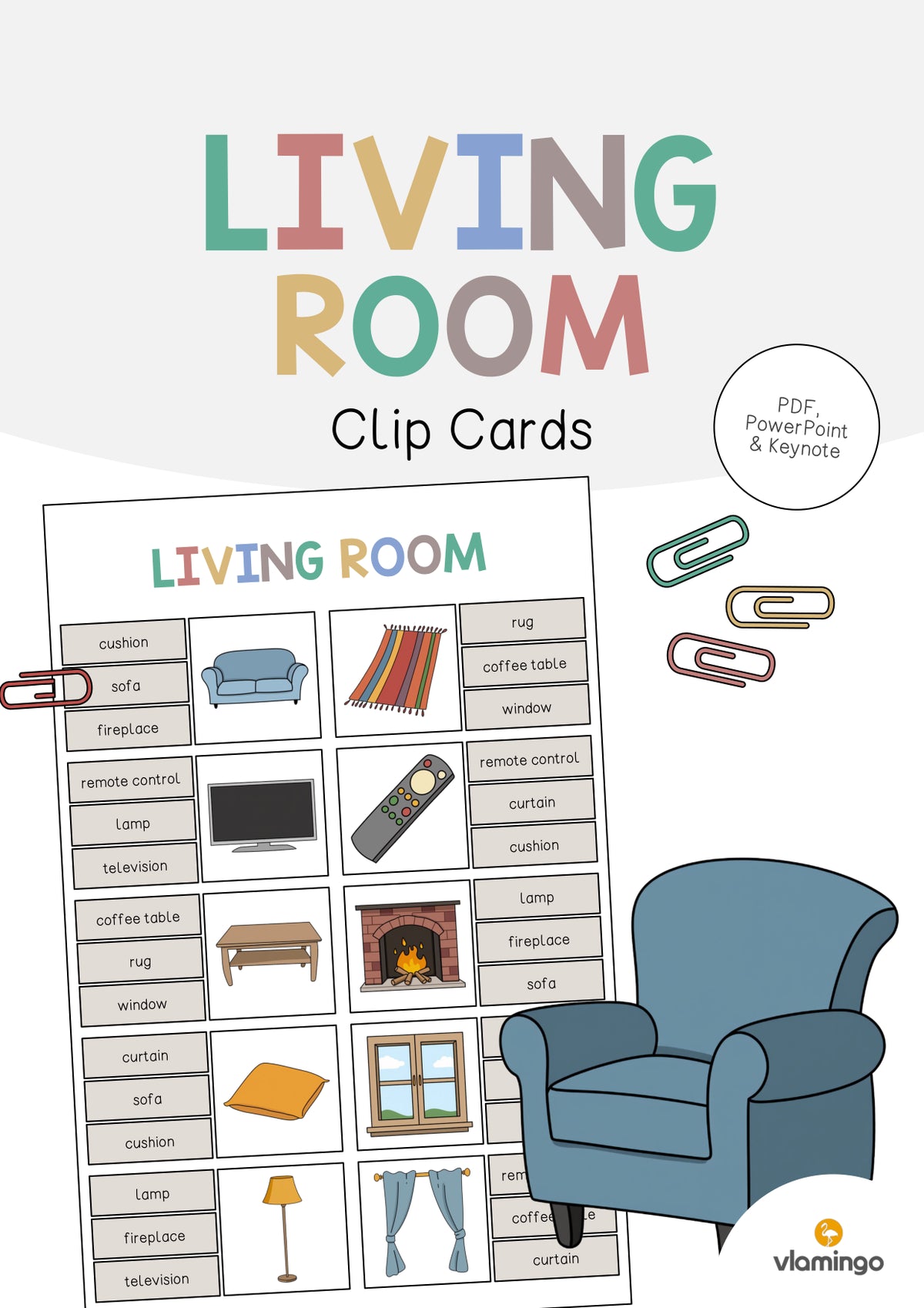 de englisch living room clip cards 001