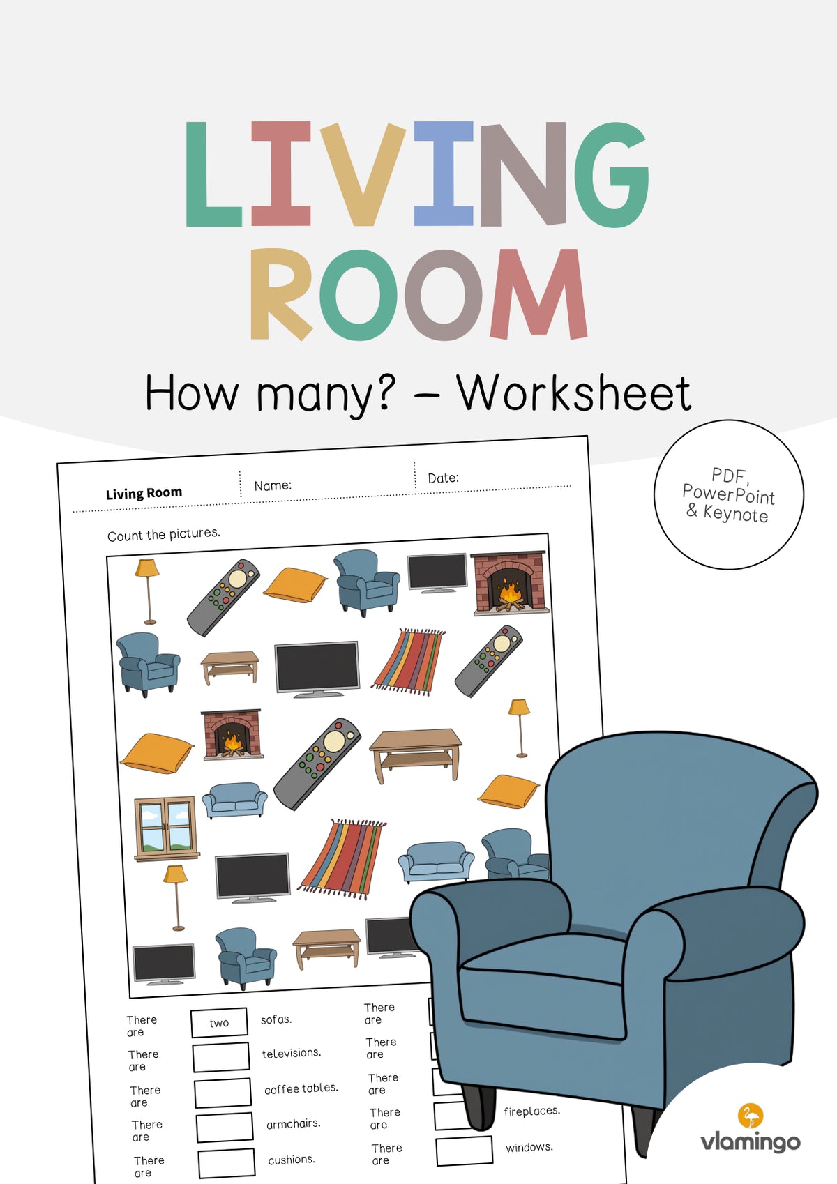de englisch living room how many worksheet 001