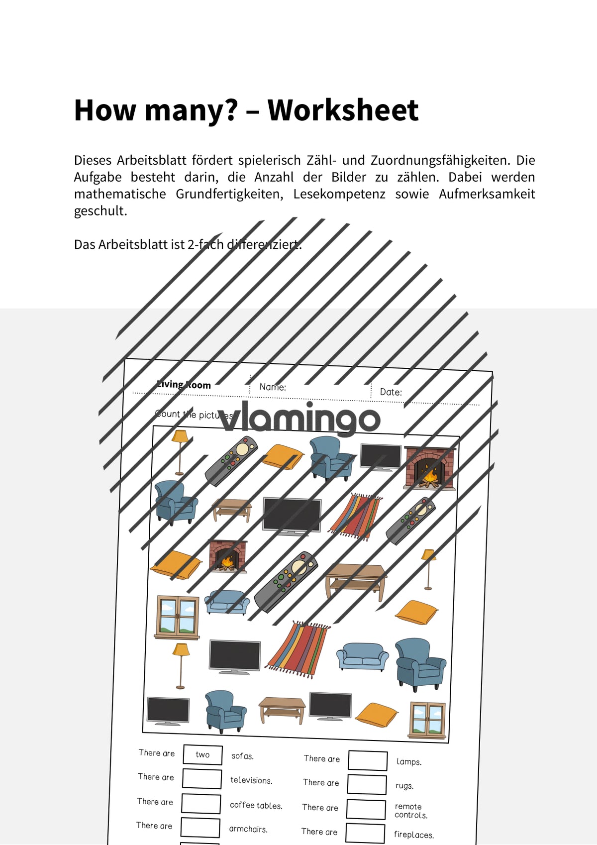 de englisch living room how many worksheet 002