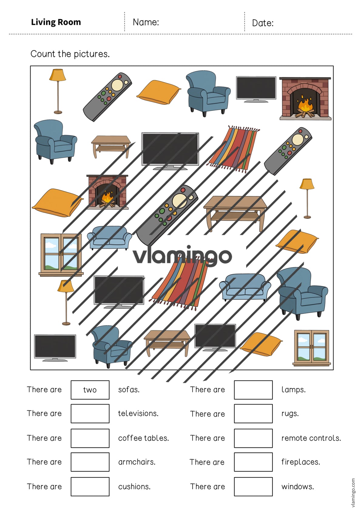 de englisch living room how many worksheet 004