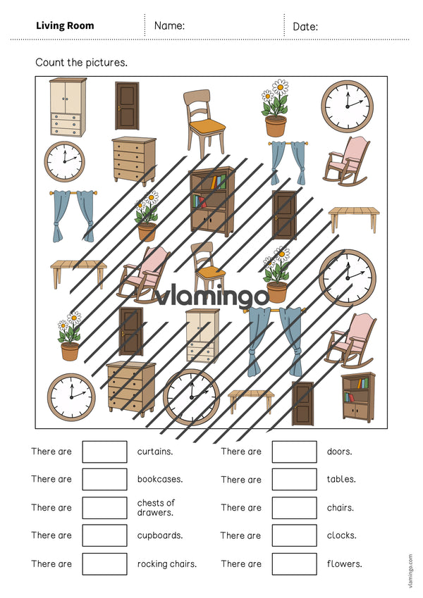 de englisch living room how many worksheet 005