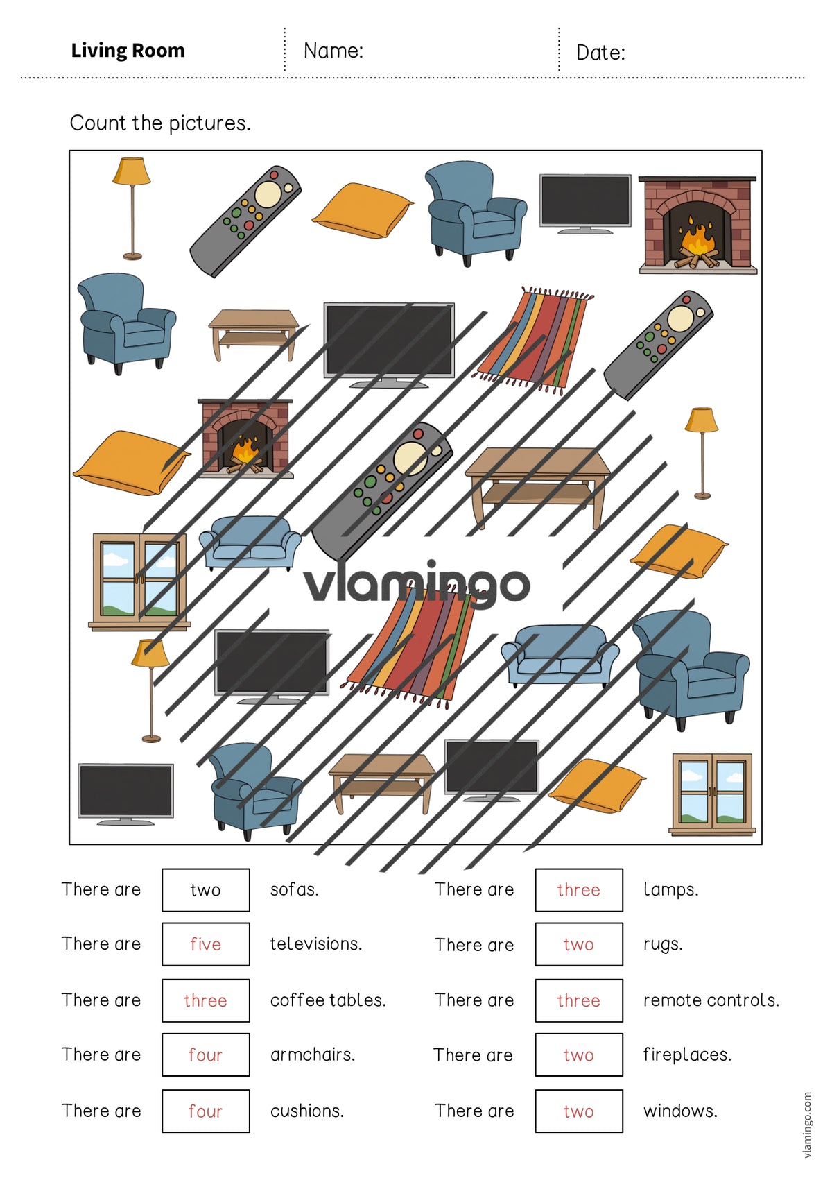 de englisch living room how many worksheet 010