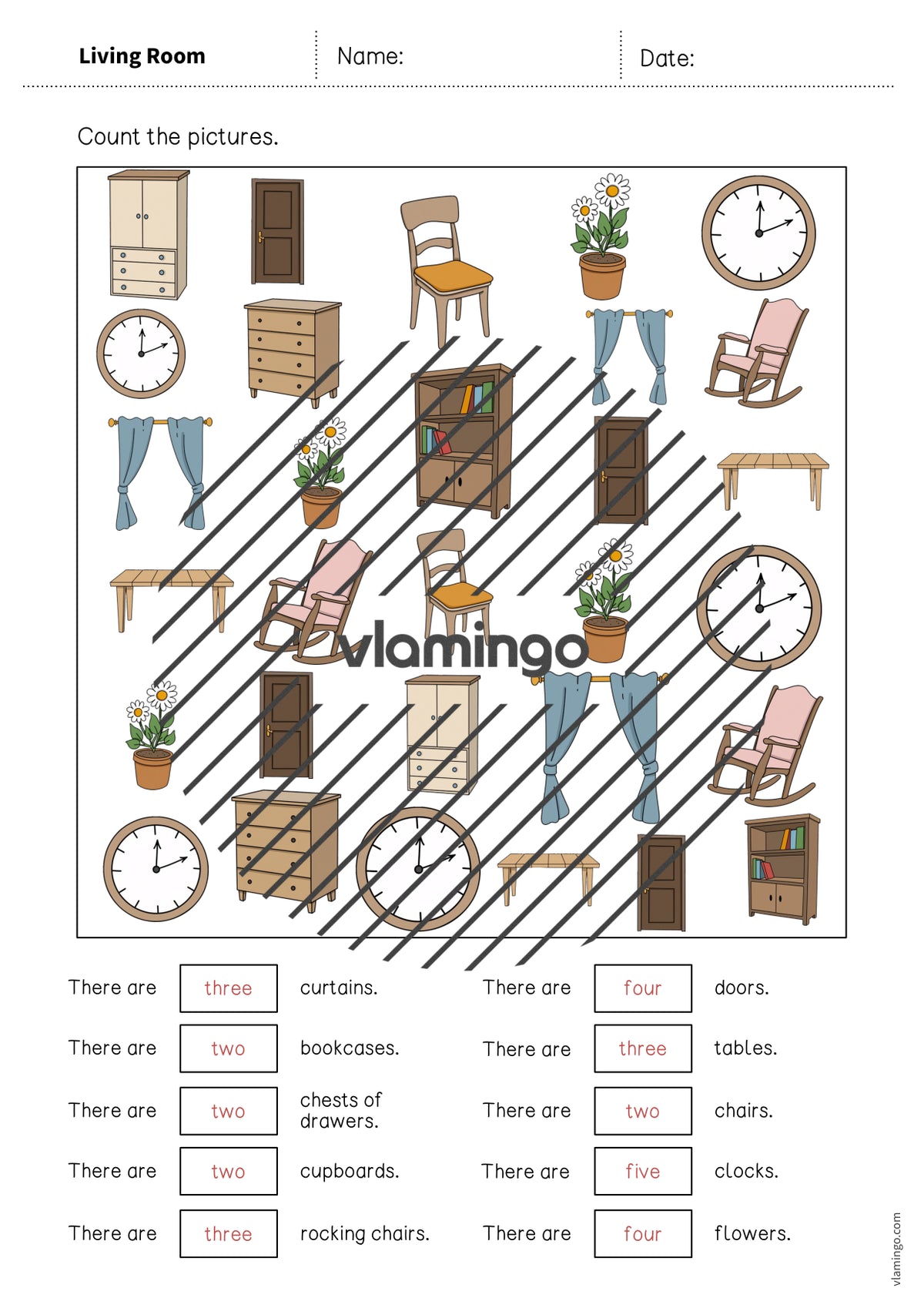 de englisch living room how many worksheet 011
