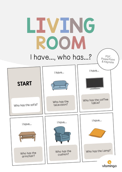 Living Room / Wohnzimmer: I have..., who has...? (Englisch)