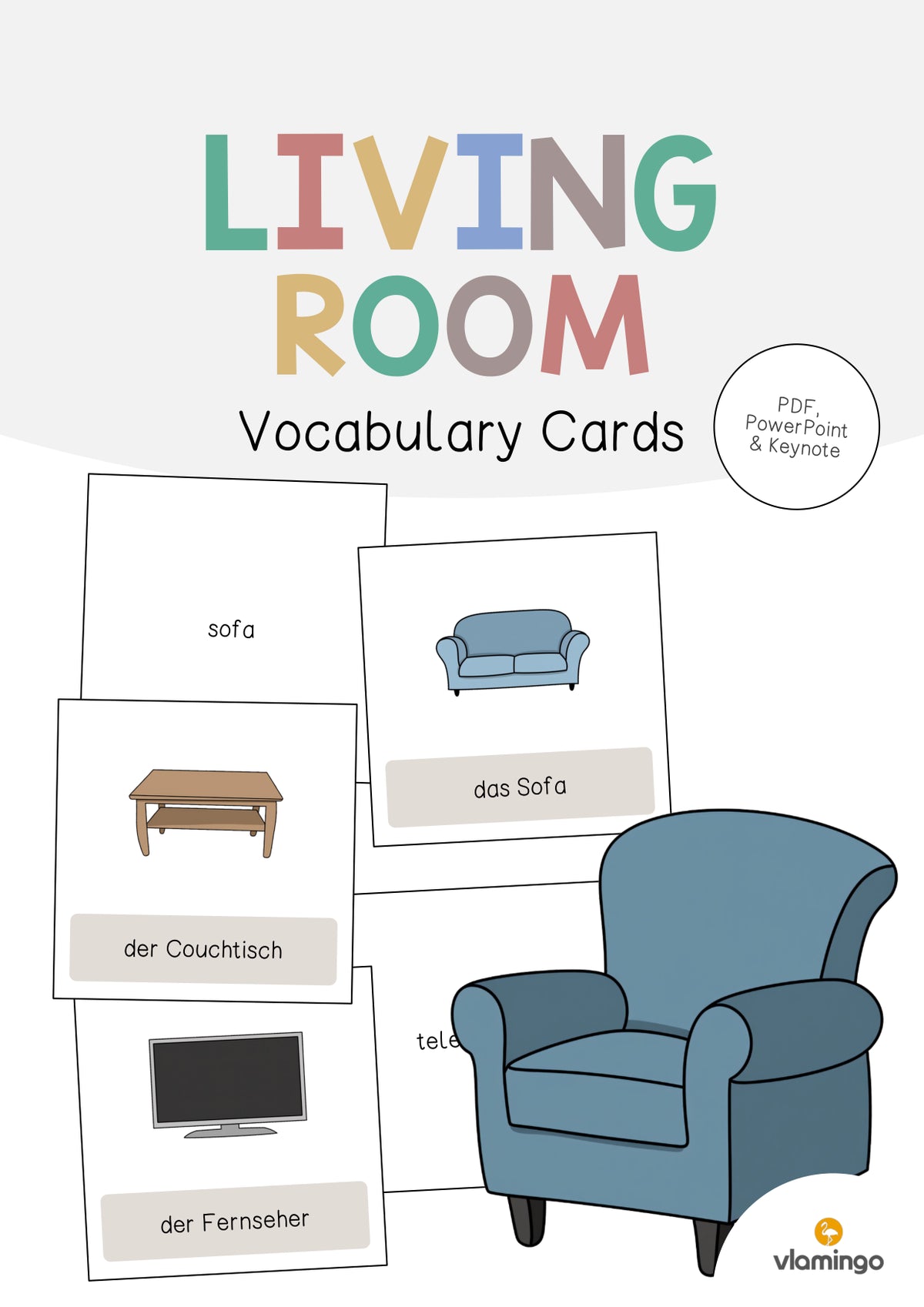 de englisch living room vocabulary cards 001